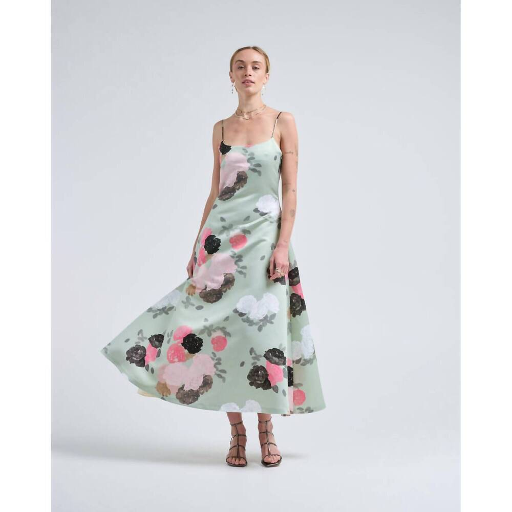 NEW BERNADETTE nicole maxi dress in auscot rose pink / black on sage green